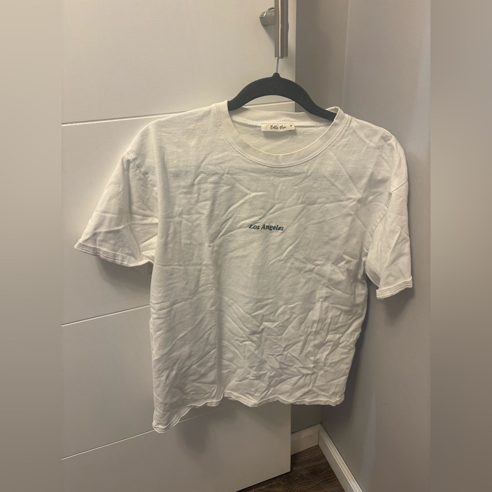 Bella Mae Women’s White Los Angeles Embroidered T Shirt Size M